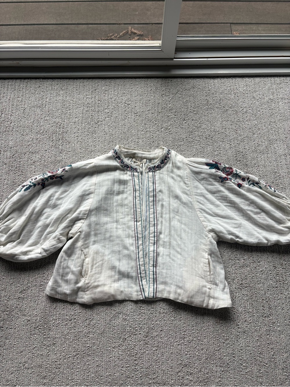 Boho Embroidered White Women’s Peasant Top / cardigan / jacket